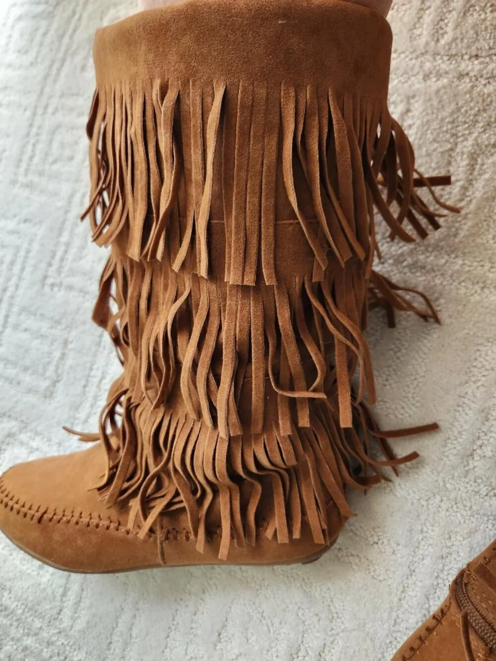 Fringe zip-on boots